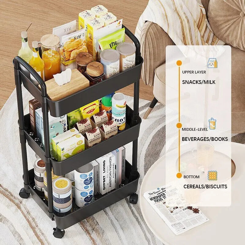 Household Multi-layer Small Cart Storage Rack Floor To Floor Kitchen Bedroom Bathroom Storage Rack Storage Rack With Wheels