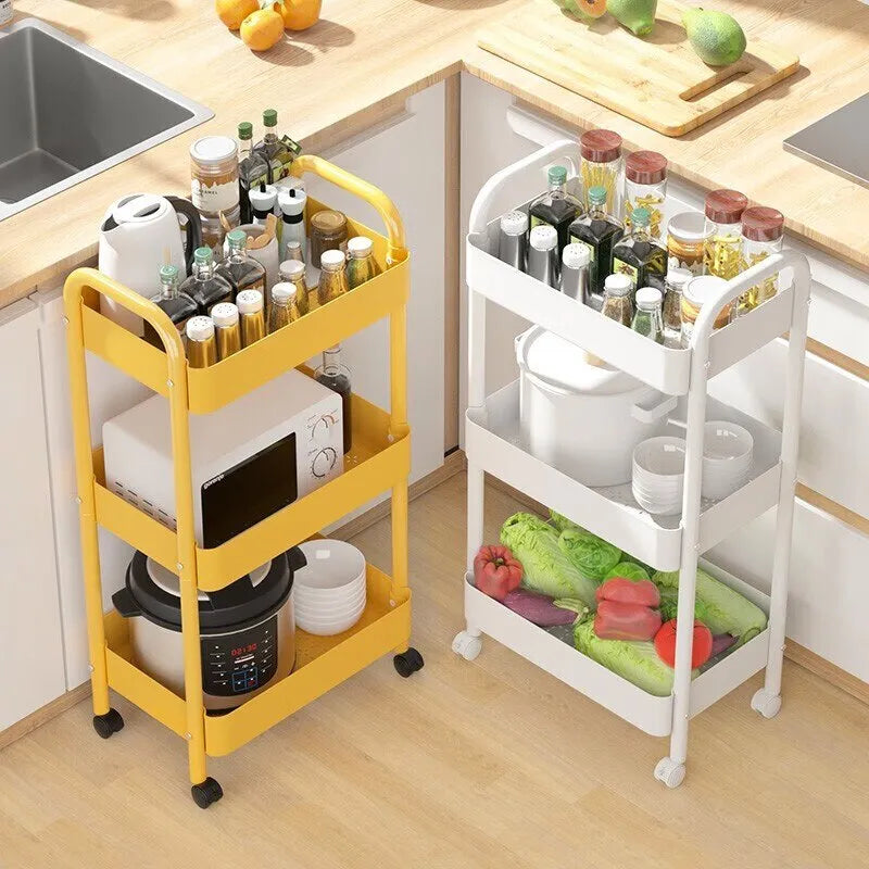 Household Multi-layer Small Cart Storage Rack Floor To Floor Kitchen Bedroom Bathroom Storage Rack Storage Rack With Wheels