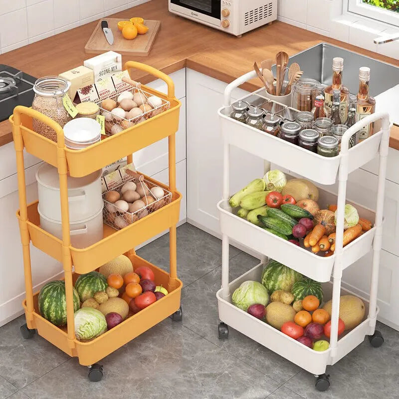 Household Multi-layer Small Cart Storage Rack Floor To Floor Kitchen Bedroom Bathroom Storage Rack Storage Rack With Wheels