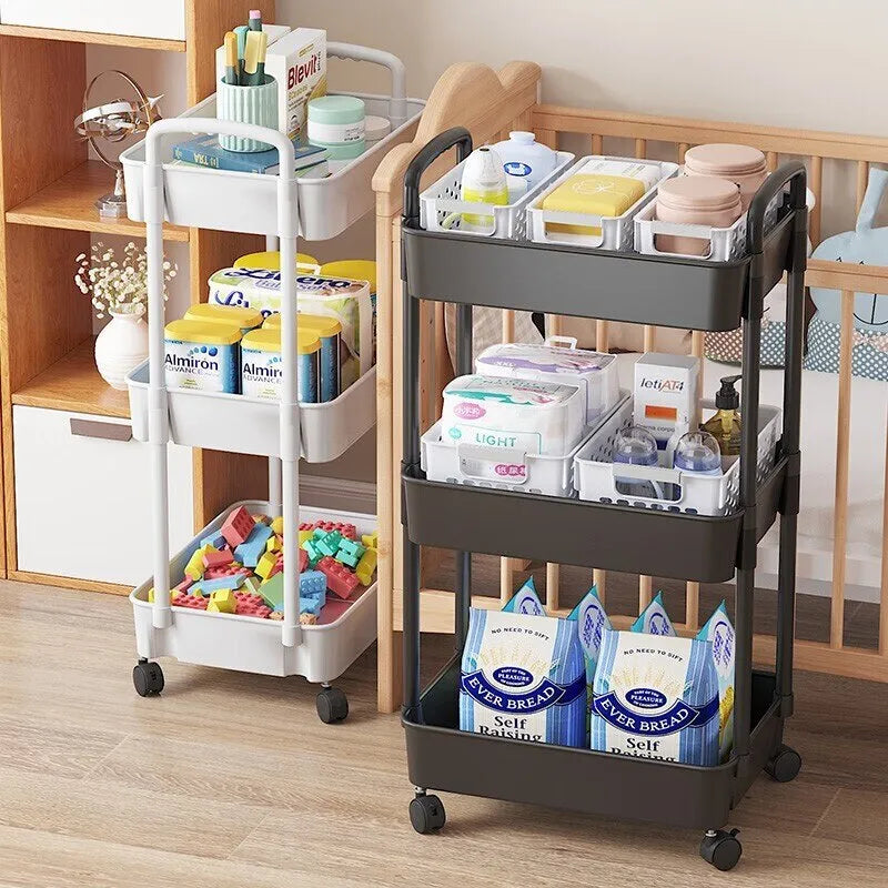 Household Multi-layer Small Cart Storage Rack Floor To Floor Kitchen Bedroom Bathroom Storage Rack Storage Rack With Wheels