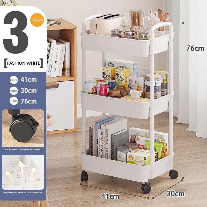 Household Multi-layer Small Cart Storage Rack Floor To Floor Kitchen Bedroom Bathroom Storage Rack Storage Rack With Wheels