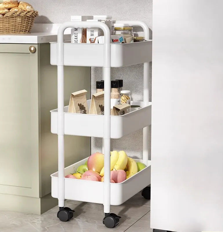 Household Multi-layer Small Cart Storage Rack Floor To Floor Kitchen Bedroom Bathroom Storage Rack Storage Rack With Wheels